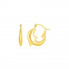 14K Yellow Gold Dolphin Hoop Earrings Yellow Gold