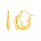 14K Yellow Gold Dolphin Hoop Earrings Yellow Gold