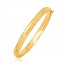 14k Yellow Gold Dome Motif Children's Bangle with Diamond Cuts
