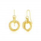 14k Yellow Gold Earrings with Interlocking Circle Dangles Yellow Gold