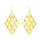 14k Yellow Gold Earrings with Polished Open Diamond Motifs Yellow Gold