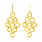 14k Yellow Gold Earrings with Textured Open Circle Motifs Yellow Gold