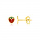 14k Yellow Gold Enameled Strawberry Childrens Earrings Yellow Gold