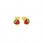 14k Yellow Gold Enameled Strawberry Childrens Earrings Yellow Gold