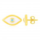 14K Yellow Gold Evil Eye Earrings with Enamel Yellow Gold