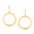 14k Yellow Gold Flat Open Tube Round Earrings D140012