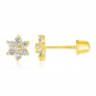 14k Yellow Gold Flower Childrens Earrings Yellow Gold