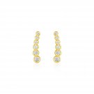 14k Yellow Gold Graduated Circles Climber Post Earrings with Cubic Zirconias Yellow Gold