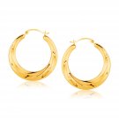 14k Yellow Gold Graduated Textured Hoop Earrings (1 inch Diameter) D173622