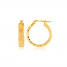 14k Yellow Gold Greek Key Small Hoop Earrings D156047