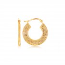 14k Yellow Gold Greek Key Small Hoop Earrings Yellow Gold