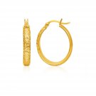 14k Yellow Gold Hammered Oval Hoop Earrings D8892795