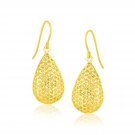 14k Yellow Gold Honeycomb Texture Large Teardrop Drop Earrings D88606846
