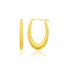 14k Yellow Gold Hoop Earrings in a Graduated Texture Style D76845534