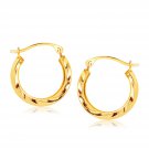 14k Yellow Gold Hoop Earrings in Textured Polished Style (5-8 inch Diameter) Yellow Gold