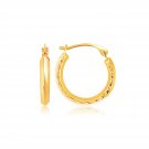14k Yellow Gold Hoop Earrings with Textured Detailing D157029