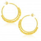 14k Yellow Gold Hoop Style Earrings with Dangling Sequins D86943072