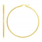 14k Yellow Gold Large Textured Hoop Earrings (50mm Diameter) (1.5mm) Yellow Gold