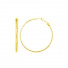 14k Yellow Gold Large Textured Round Hoop Earrings Yellow Gold