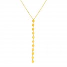 14k Yellow Gold Lariat Style Necklace with Disks