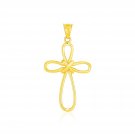 14k Yellow Gold Looped Knot Style Cross Pendant Yellow Gold