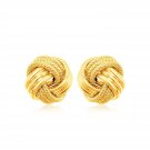 14k Yellow Gold Love Knot with Ridge Texture Earrings D201604