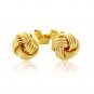 14k Yellow Gold Love Knot with Ridge Texture Earrings D201604