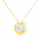 14k Yellow Gold Necklace with Angel Symbol in Mother of Pearl