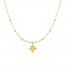 14k Yellow Gold Necklace with Eight Pointed Star and Beads
