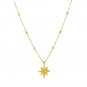 14k Yellow Gold Necklace with Eight Pointed Star and Beads