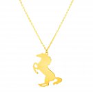 14K Yellow Gold Necklace with Horse