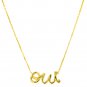 14K Yellow Gold Oui Necklace with Diamond