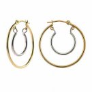 14K Yellow Gold over Sterling Silver & White Gold Hoop Within A Hoop Earrings HST8080