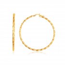14k Yellow Gold Patterned Hoop Earrings with Twist Design D165952