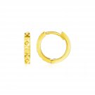 14k Yellow Gold Petite Round Hoop Earrings with Geometric Texture Yellow Gold
