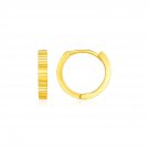 14k Yellow Gold Petite Round Hoop Earrings with Straight Texture Yellow Gold