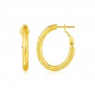 14k Yellow Gold Petite Textured Oval Hoop Earrings Yellow Gold