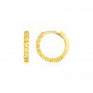 14k Yellow Gold Petite Textured Round Hoop Earrings Yellow Gold