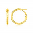 14k Yellow Gold Petite Twisted Round Hoop Earrings Yellow Gold