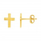 14k Yellow Gold Post Earrings with Crosses Yellow Gold