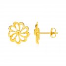 14k Yellow Gold Post Earrings with Flowers Yellow Gold