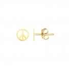 14k Yellow Gold Post Earrings with Peace Signs Yellow Gold