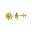 14k Yellow Gold Post Earrings with Roses Yellow Gold