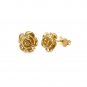 14k Yellow Gold Post Earrings with Roses Yellow Gold