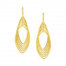 14k Yellow Gold Post Earrings with Textured Marquise Shapes Yellow Gold