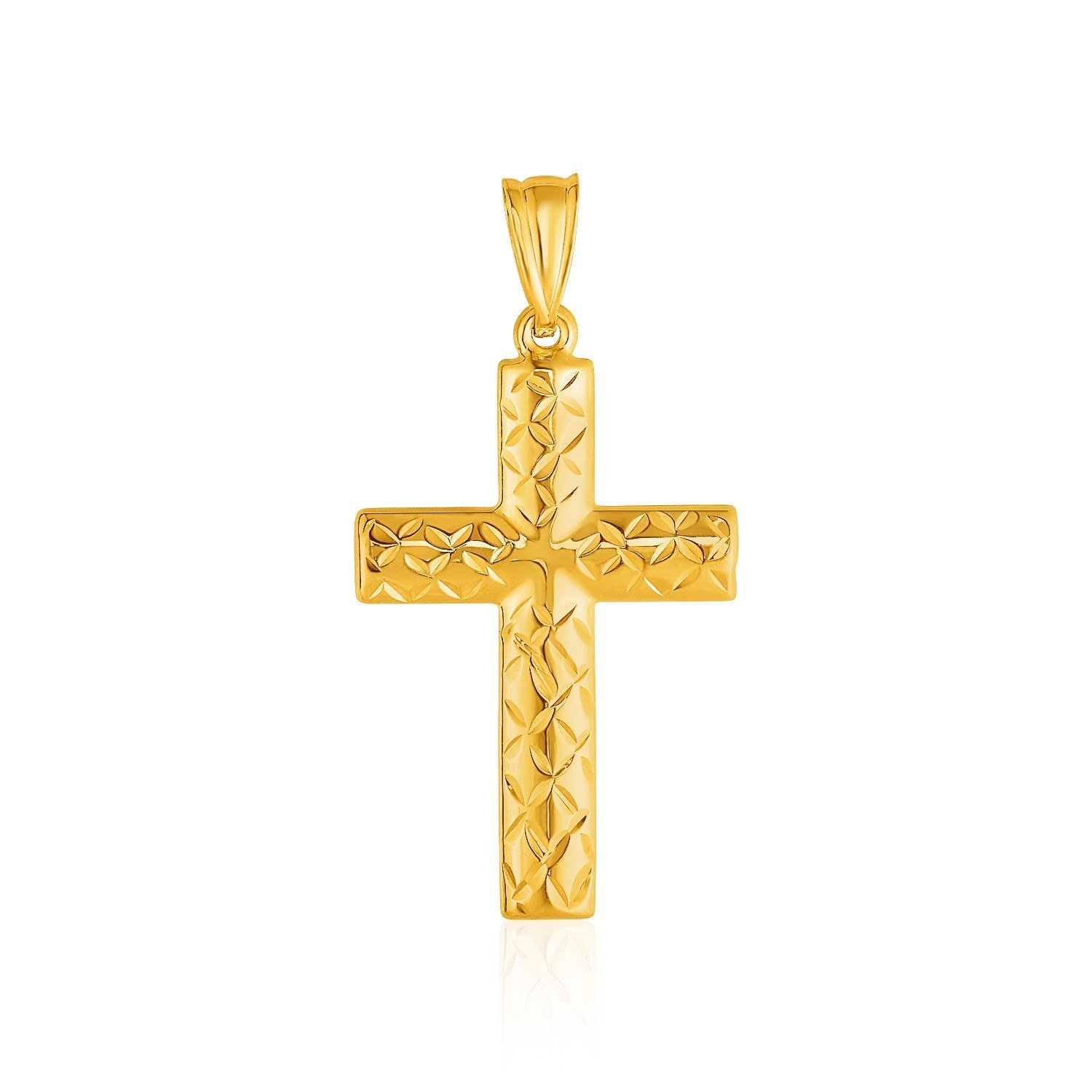14k Yellow Gold Reversible Textured Cross Pendant Yellow Gold