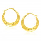14k Yellow Gold Round Rope Texture Hoop Earrings D85408066
