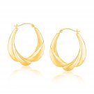 14k Yellow Gold Scallop Motif Graduated Oval Hoop Earrings D33205821