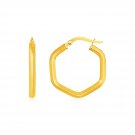 14k Yellow Gold Shiny Hexagon Hoop Earrings Yellow Gold