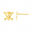 14K Yellow Gold Skull and Crossbones Post Earrings Yellow Gold